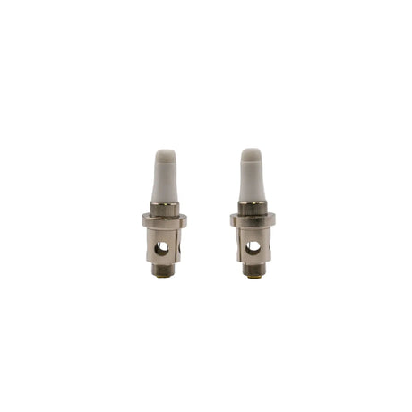 Little Dipper Quartz Vapor Tip - Pack of 2: Two cylindrical quartz-only vapor tips with threaded bottoms and white insulators, designed for smooth, metal-free vaporization in concentrate vaporizers.