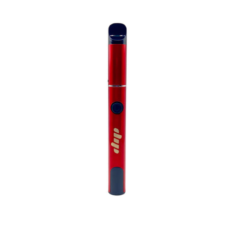 Slim pen-style vaporizer, Lunar Dab Pen, featuring a red body, dark mouthpiece, single button, designed for portability and efficient dabbing with precise airflow.