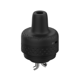 Rover Dab Pen's top cap features a flared nozzle, dimpled grip ring, vent holes, and polished tubes, enhancing airflow control for flavorful dabs.