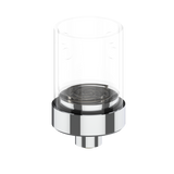Rover Dab Pen featuring a clear cylindrical chamber with spiral disc, metal base, and side cut-outs; designed for portable, full-flavor dabbing experience.