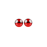 Two glossy red spheres, resembling the Rover Dab Pen's sleek design, symbolize its portable, high-performance dab rig experience.