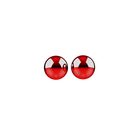 Two glossy red spheres, resembling the Rover Dab Pen's sleek design, symbolize its portable, high-performance dab rig experience.