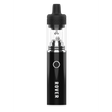 Rover Dab Pen featuring a matte black body, a clear glass tank with metal pearls, and a black mouthpiece, designed for a portable dab rig experience.
