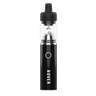 Rover Dab Pen featuring a matte black body, a clear glass tank with metal pearls, and a black mouthpiece, designed for a portable dab rig experience.