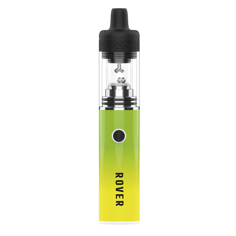 Rover Dab Pen with black mouthpiece, clear atomizer, metal base, and gradient battery. Designed for portable dabbing with even heating and powerful flavor.