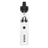 Rover Dab Pen: A sleek, pen-style vaporizer with a clear glass chamber and white battery, designed for a portable dab rig experience.