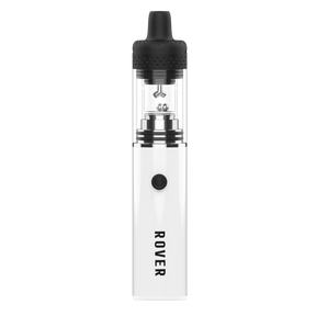 Rover Dab Pen: A sleek, pen-style vaporizer with a clear glass chamber and white battery, designed for a portable dab rig experience.