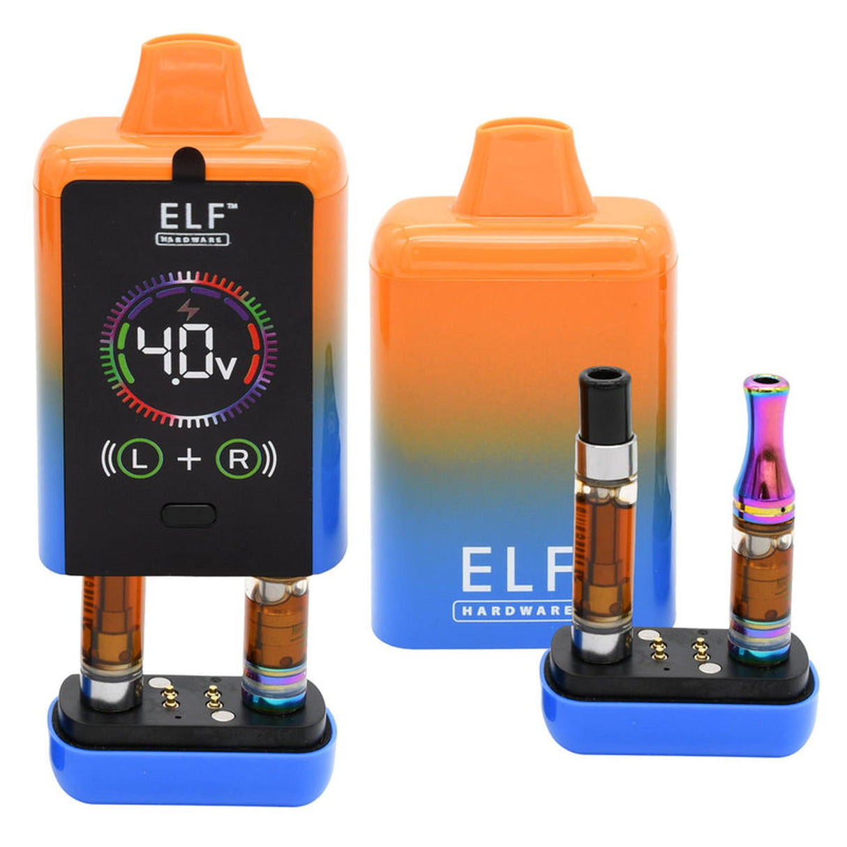 ELF CannDual PRO Dual 510 Thread Battery Concealer, close-up of the sleek, compact design, showcasing its dual cartridge compatibility and discreet concealer style. Carton of 10 units.