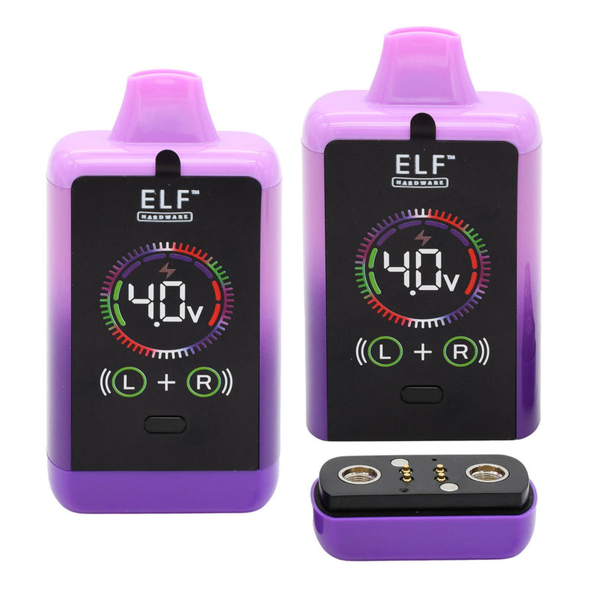 ELF CannDual PRO Dual 510 Thread Battery Concealer, featuring a compact design with dual cartridge slots and gold-silver connectors, carton of 10 units.