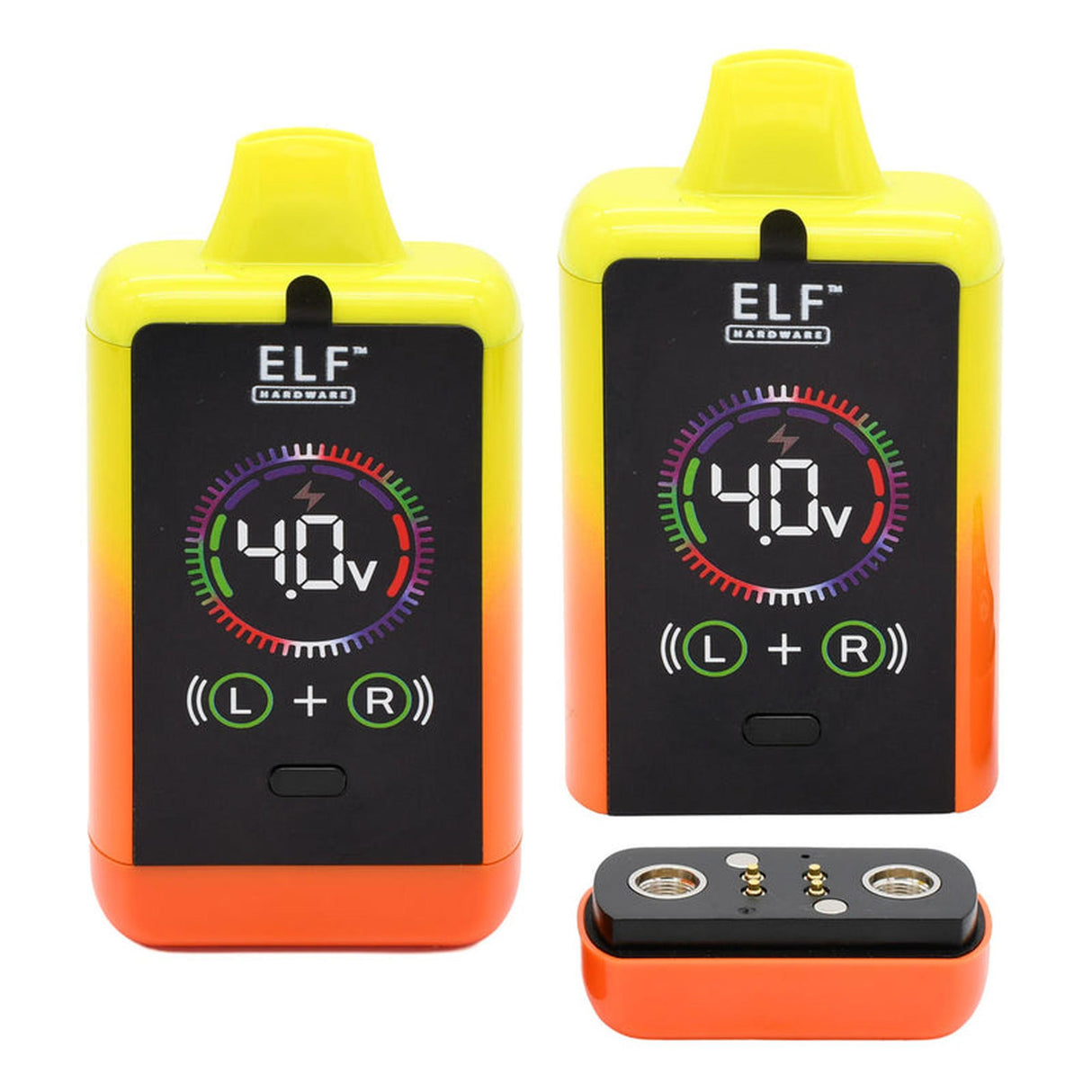 ELF CannDual PRO Dual 510 Thread Battery Concealer carton displaying compact, discreet vape devices with dual cartridge compatibility and versatile settings for ultimate vaping convenience.