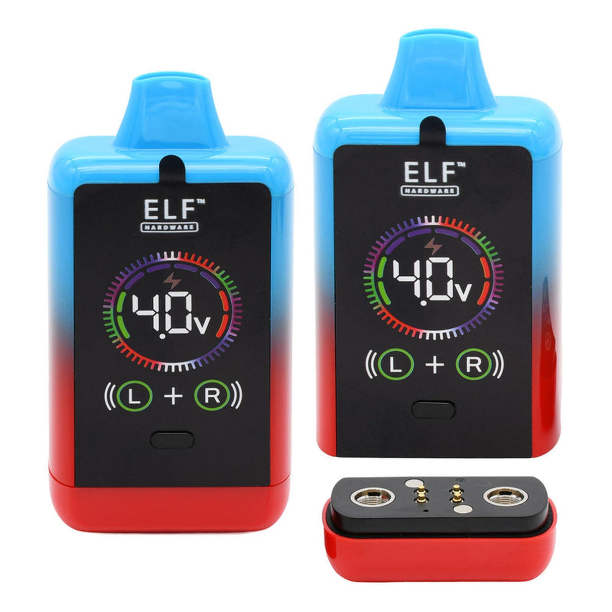 ELF CannDual PRO Dual 510 Thread Battery Concealer carton, showcasing multiple batteries with a dual-cartridge system for efficient vaping, ideal for retail display.