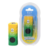 ELF Deltaic 510 Thread Battery in packaging, highlighting its compact design, USB-C charging port, and compatibility with 510-thread cartridges for versatile vaping.