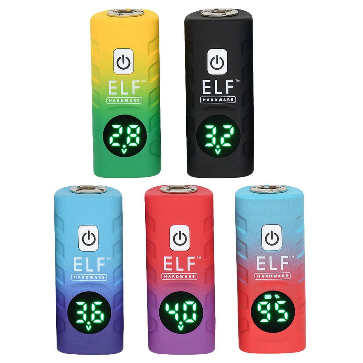 ELF Deltaic 510 Thread Battery - Carton of 15, showcasing compact vape batteries with adjustable voltage settings, suitable for 510-thread cartridges, featuring sleek design and USB-C charging.