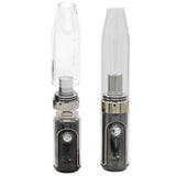 Gnome Dome Mini Vape Rig showcasing dual-use design with glass bubbler attachment, one lifted and one secured, highlighting its compact, versatile e-rig and 510 battery functionality.