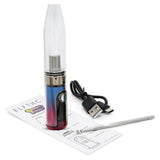 Gnome Dome Mini Vape Rig For Dabs - Blue & Red, a compact, versatile e-rig featuring a removable glass chamber and USB-C charging, ideal for both wax and 510 cartridges.