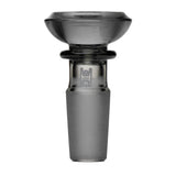 Saucer Flower Bowl - 14mm, featuring a frosted male joint and a sleek, clear glass saucer design for herbs, enhancing water pipe setups with style and functionality.