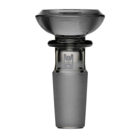 Saucer Flower Bowl - 14mm, featuring a frosted male joint and a sleek, clear glass saucer design for herbs, enhancing water pipe setups with style and functionality.