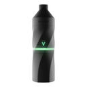 AERIS Portable E-Rig Kit: A black, cylindrical Focus V vaporizer featuring a V button and green LED, designed for convenient, robust dabbing on-the-go.