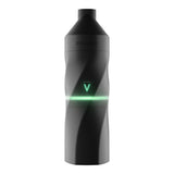 AERIS Portable E-Rig Kit: A black, cylindrical Focus V vaporizer featuring a V button and green LED, designed for convenient, robust dabbing on-the-go.