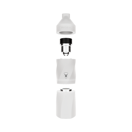 Exploded view of the AERIS Portable E-Rig Kit, showing removable mouthpiece, atomizer, main housing with V logo, and battery module.
