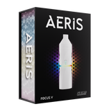 AERIS Portable E-Rig Kit by Focus V, featuring a sleek pen-style vaporizer with RGB light band, on a stylish package with branding and honeycomb motif.