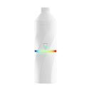AERIS Portable E-Rig Kit showing a white bottle with a rainbow stripe, designed for convenient, powerful dabbing with ergonomic, pocket-friendly design and accessory components.