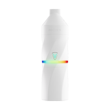 AERIS Portable E-Rig Kit showing a white bottle with a rainbow stripe, designed for convenient, powerful dabbing with ergonomic, pocket-friendly design and accessory components.