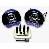 3D Rolling Tray Station - Get Lost: Includes two sleep masks, a tin with cone-making tools, and a cleaning brush, offering a complete pre-roll solution.