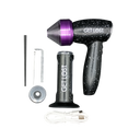 Electric Portable Grinder & Cone Loader - Purple with USB cable, collection chamber, and tools for efficient herb grinding and rolling. Compact and rechargeable for easy use.