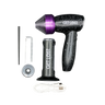 Electric Portable Grinder & Cone Loader - Purple with USB cable, collection chamber, and tools for efficient herb grinding and rolling. Compact and rechargeable for easy use.