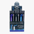 Countertop display of Water Bottle Pipe Cap Attachment - Carton of 12, showcasing screw-on caps with integrated down-stems and removable metal bowls for transforming bottles into water pipes.