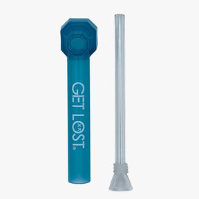 Water Bottle Pipe Cap Attachment - Carton of 12, featuring a durable plastic cap and glass downstem for converting bottles into portable water pipes. Ideal for discreet, smooth sessions.