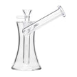 6 Hourglass Sidecar - Clear: A compact, clear glass water pipe with a sculpted hourglass base, side-mounted mouthpiece, and built-in downstem for smooth, stable use.