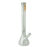 20 Glass Bong Beaker: A clear glass water pipe featuring a beaker base, straight neck, downstem, and removable bowl, designed for smooth, cool hits.