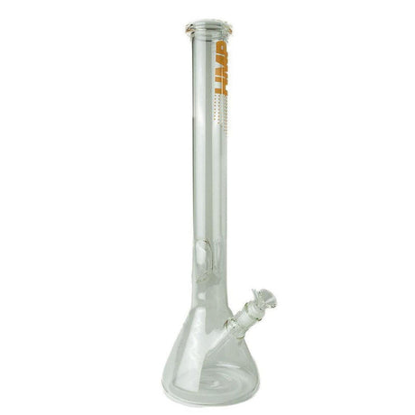20 Glass Bong Beaker: A clear glass water pipe featuring a beaker base, straight neck, downstem, and removable bowl, designed for smooth, cool hits.