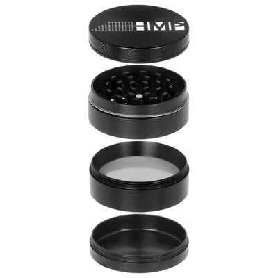 HMP 4pcs Metal 2.2 Magnetic Grinder with a multicolored metal design, featuring a magnetic cap and kief catcher for efficient herb grinding.