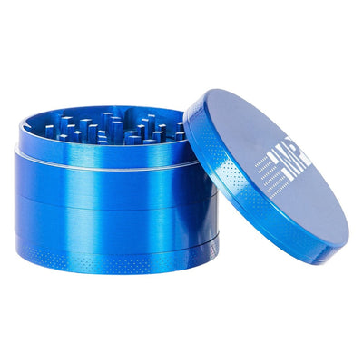 HMP 4pcs Metal 2.5 Magnetic Grinder featuring a multi-layer design, mesh lid, and kief catcher, ideal for efficient herb grinding and storage.