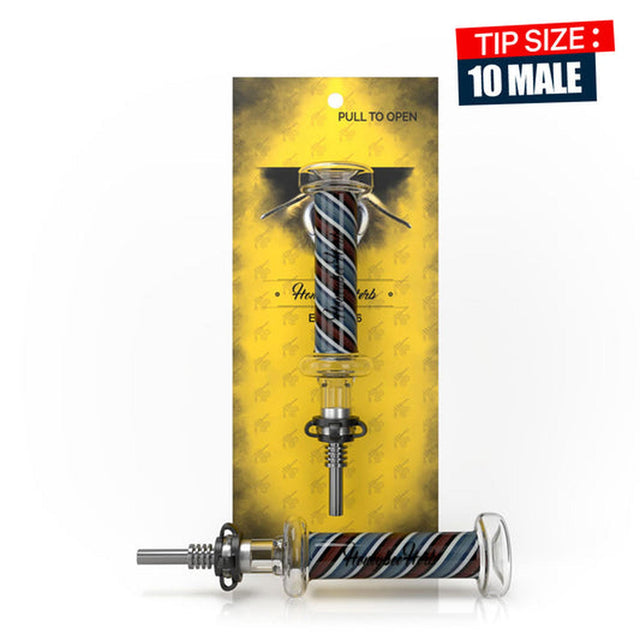 Candy Striped Nectar Collector - Blue & Red, featuring a sleek glass and metal design with a candy-striped pattern and a secure connection for portable dabbing.