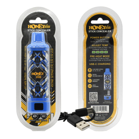 Clear Concealer 510 Thread Battery, displayed in its packaging, offers USB-C rechargeability and four voltage settings, ideal for versatile vaping experiences.