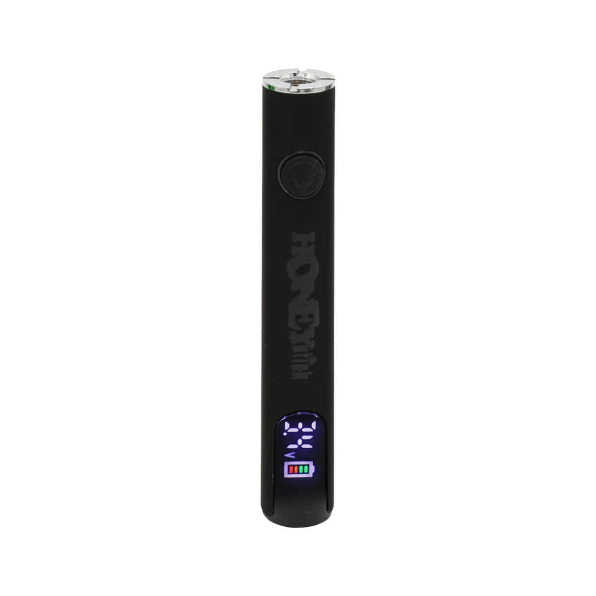 Digital 510 Thread Battery with black metal body, single push-button, LED display showing 4.2 V, and 510 fitting for cartridges; USB-C charging.