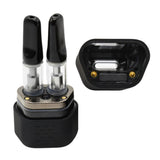 DUO cartridge 510 Thread Battery includes refillable vape pods on a magnetic base, featuring a clear tank with a coil and separate mouthpiece.