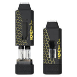 HONEystick Duo cartridge 510 Thread Battery features a black rectangular design with a honeycomb pattern, clear window displaying dual oil cartridges.