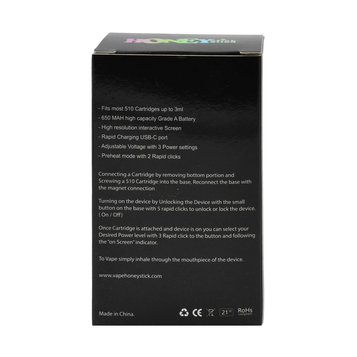 Interactive Concealer 510 Battery - Multicolor (Carton of 10), featuring a sleek, buttonless design and an interactive screen for easy voltage and battery monitoring.