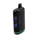 Interactive Concealer 510 Battery - Multicolor, a sleek black vape with a molded mouthpiece, hex-patterned side panel, LED strip, and digital display showing battery and voltage.