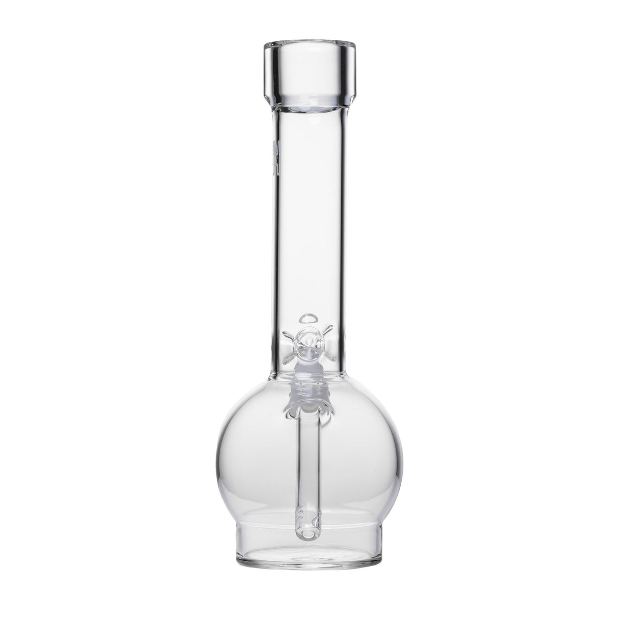 12 Ball Bong - Clear glass water pipe with spherical chamber, straight neck, and downstem for smooth smoke filtration and cooling.