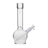 12 Ball Bong - Clear with a globe-shaped base, straight neck, angled downstem, and removable bowl, crafted from borosilicate glass for durability and smooth use.