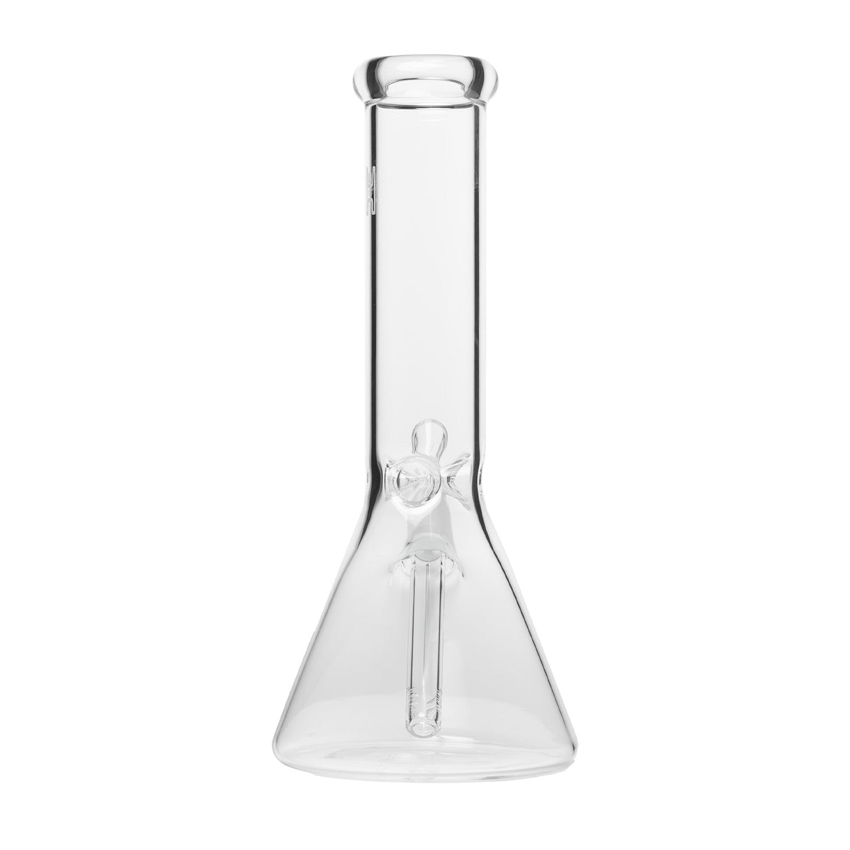 12 Beaker Bong - Clear, crafted from borosilicate glass with a wide base, downstem, and ice catcher for stable, smooth smoking experience.