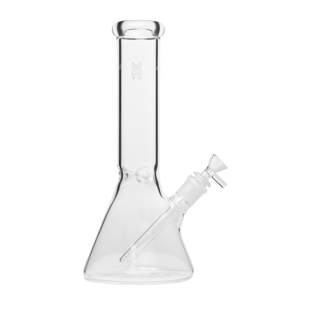 12 Beaker Bong - Clear with a cone-shaped base, straight neck, removable downstem, and glass bowl. Features include an ice catcher for smooth draws.