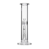 12 Tube Bong - Clear with shower percolator, flat base, ice catcher, 14mm joint, and removable bowl, crafted from premium borosilicate glass for smooth hits.