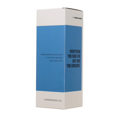 12 Tube Bong - Clear: Tall retail box for a borosilicate glass bong with a flower bowl and 14mm connection, highlighting modern performance and classic form.